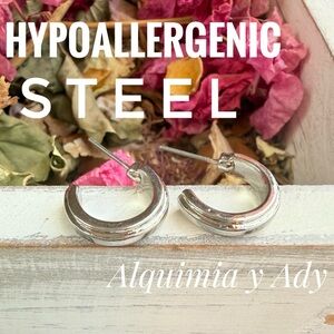 Mini Silver Steel Hoops • Hypoallergenic Everyday Earrings